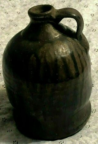 Antique Stoneware Glazed Jug Alkaline Glaze Folk Art Pottery Whiskey Vintage Wow