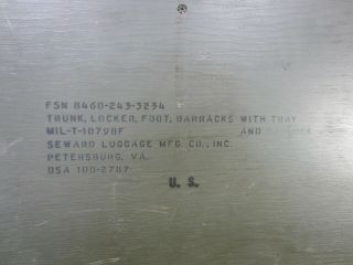 Vintage US Military Plywood Foot Locker w/Tray 2 2