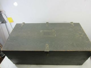 Vintage US Military Plywood Foot Locker w/Tray 2 3