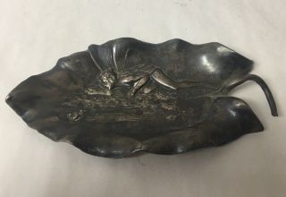 Lovely Art Nouveau Silver Plated Pewter Card Tray Fairy Leaf