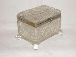 BOX ON LEGS,  SUGAR BOWL.  COLORLESS glass of the late 19th and early 20th centuri 2