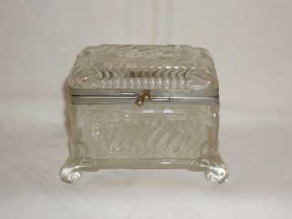 BOX ON LEGS,  SUGAR BOWL.  COLORLESS glass of the late 19th and early 20th centuri 3