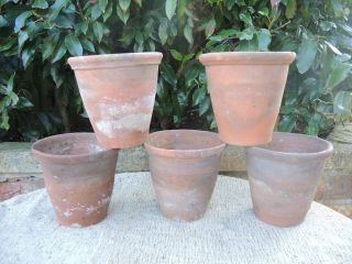10 Old Hand Thrown Terracotta Plant Pots Pots 5 - 5.  5 " Diameter (401)
