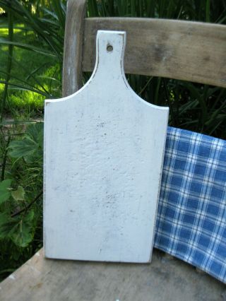 Antique Wood Bread Cutting Board Blue and White Milk Paint Old Glory Oats 2