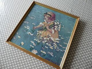 VINTAGE HAND EMBROIDERED PICTURE/ LITTLE GIRL IN DAISY FIELD/JESSIE WILCOX SMITH 4