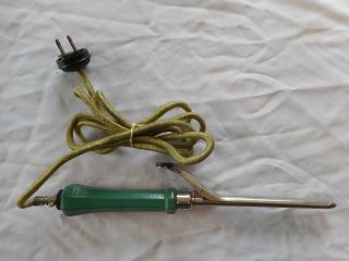 Art Deco Antique Samson Curling Iron Hair Accessory Model 502 Green Retro Handle