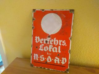 Ww2 Germany Sign Theme Iron Metal German Text Verkehrslokal 1939 - 1945 Rare