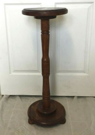 Antique American Carved Footed Solid Wood Pedestal Fern Plant Stand 30 " -
