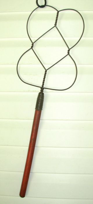 Antique Primitive Rug Beater - With Heavy Wire And Wood Handle