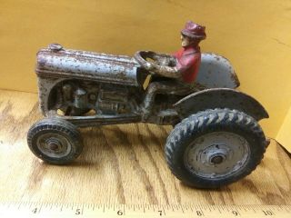 Antique Arcade Cast Iron Fordson Toy Tractor Attached Plow Missing