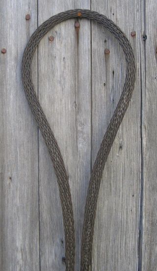 Antique Prim Rug Beater Many Braided Woven Wires Wood Handle 27 1/2 