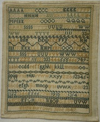 Small Mid 19th Century Alphabet Sampler By Eliza Brooks - June 1847