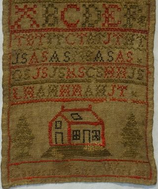 MID 19TH CENTURY COTTAGE & ALPHABET SAMPLER BY CATHERINE TATE - 1850 3