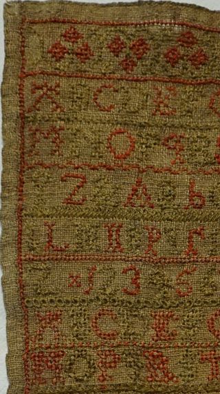 MID 19TH CENTURY COTTAGE & ALPHABET SAMPLER BY CATHERINE TATE - 1850 4