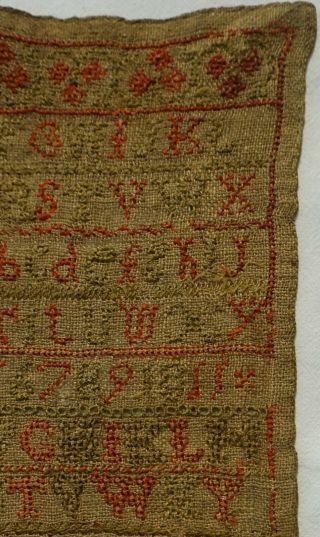 MID 19TH CENTURY COTTAGE & ALPHABET SAMPLER BY CATHERINE TATE - 1850 5