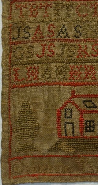 MID 19TH CENTURY COTTAGE & ALPHABET SAMPLER BY CATHERINE TATE - 1850 6