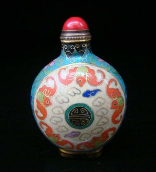 Collectibles 100 Handmade Painting Brass Cloisonne Enamel Snuff Bottles 098 3