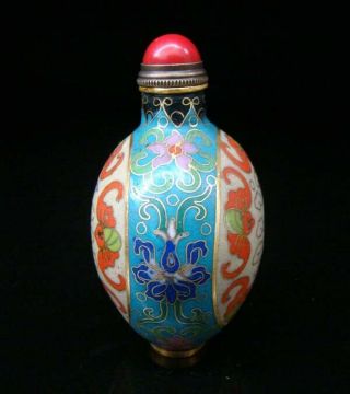 Collectibles 100 Handmade Painting Brass Cloisonne Enamel Snuff Bottles 098 5