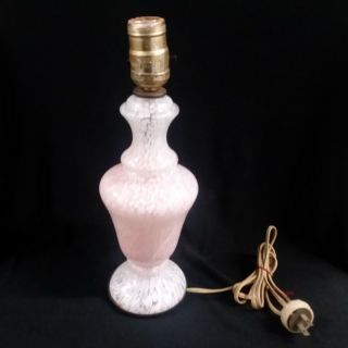 Mid - Century Pink White Italian Art Glass Boudoir Lamp Hand Blown Murano Venetian