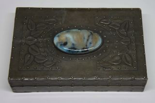 Decorative Arts And Crafts Pewter Mounted Box C1910