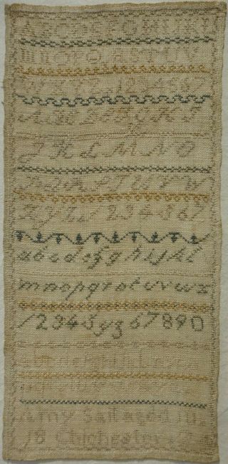 Late 19th Century Alphabet Sampler By Amy Salt Of Chichester Aged 10 - 1874