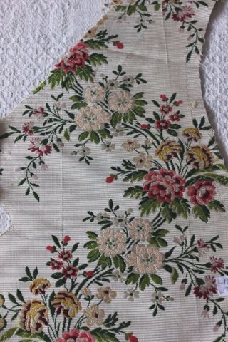 2 Antique 18thC French Floral Brocaded Silk Fabric Design,  Collector L - 19 