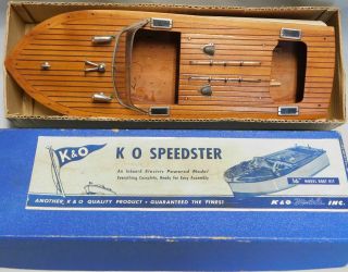 Vintage K&o Japan Speedster 16 " Wood Boat W Nickel Plated Fittings Nav Lights Ob