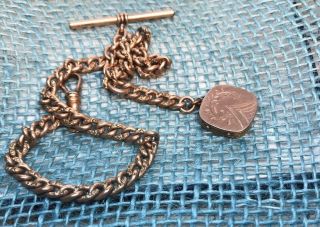 Antique H & H Hallmark Gf Pocket Watch Chain With Fob Picture Locket Fancy Chain