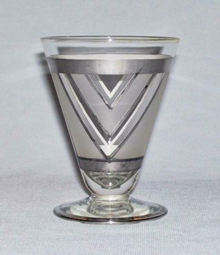 , Unusual Vintage 4 Oz.  Cocktail Glass W/art Deco Silver Overlay Designs