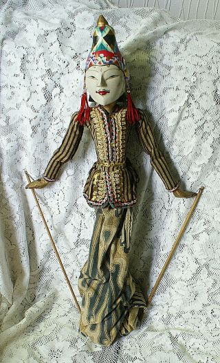 Wayang Golek Indonesian Rod Puppet 27 Inches Tall Semi Refined Male Character 3