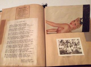 WW2 PHOTO ALBUM/SCRAPBOOK.  MARINES,  DRAWINGS,  PHOTOS,  VARGAS,  CLIPPINGS.  LETTERS 3