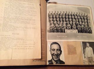 WW2 PHOTO ALBUM/SCRAPBOOK.  MARINES,  DRAWINGS,  PHOTOS,  VARGAS,  CLIPPINGS.  LETTERS 6