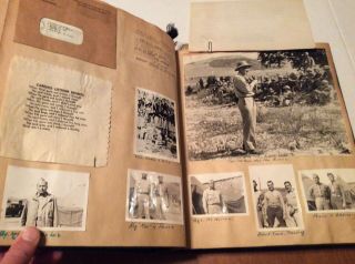 WW2 PHOTO ALBUM/SCRAPBOOK.  MARINES,  DRAWINGS,  PHOTOS,  VARGAS,  CLIPPINGS.  LETTERS 7