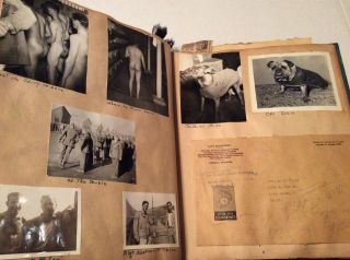 WW2 PHOTO ALBUM/SCRAPBOOK.  MARINES,  DRAWINGS,  PHOTOS,  VARGAS,  CLIPPINGS.  LETTERS 9