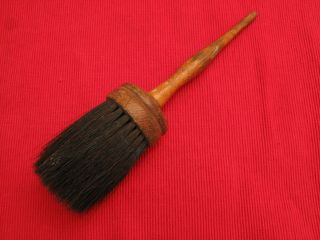Antique 19th C Primitive Wooden Round Paint Brush Horse Hair Osborn Co Model 930