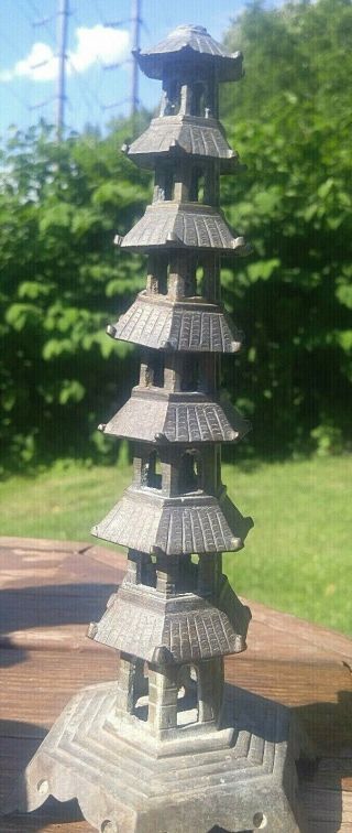 Rare Antique Chinese Bronze Seven Tier Pagoda Buddha Tower Early 19th Century