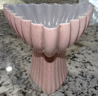 Red Wing Pottery 8 " Vase Planter Compote M - 1485 Pink Speckled Mcm Atomic Modern