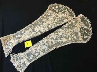 Antique 19th Century Handmade Duchesse Lace Applique Sleeves