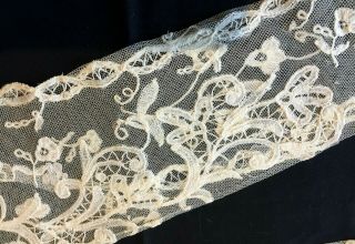 ANTIQUE 19TH CENTURY HANDMADE DUCHESSE LACE APPLIQUE SLEEVES 2