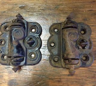 2 (self Closing Spring) Door Hinges Vintage Cast Iron Stover Mfg Co " 1890 "