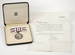 British WWII Kings Medal For Service Cause Of Freedom Womans Case Award Letter 3