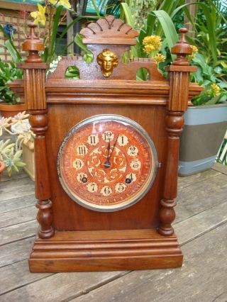 Antique 8 Day Shelf Clock Running Striking Well Quality Wooden Finish.