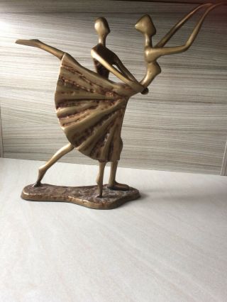 Dancing Couple Figurine / Art Deco Style - Metal Art / 11” Tall,  10” Long / Vgc
