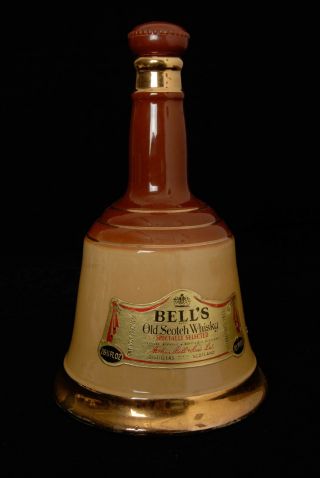 Wade Pottery Bells Scotch Whiskey Bell Shaped Bottle Gold Labels