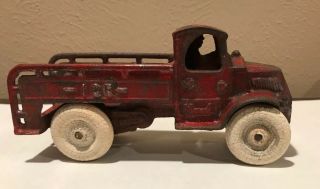 Rare 6 3/4” Red Arcade Cast Iron Mack Ice Truck