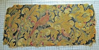 Antique Needlepoint Tapestry 41 " X 19 " Pheasants Victorian William Morris - Style