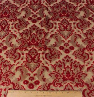Vintage French Cotton Cut Christmas Red Velvet Frame Fabric C1930s 20 " Lx22 " W