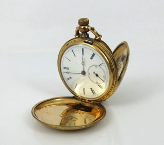 1800’s Ami Lacote Chronometer 18k Gold Fill Hunter Case Key Wind Pocket Watch