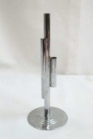 Art Deco Chase 4 Piped Chrome Industrial Candlestick