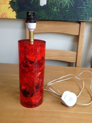 Vintage Shatterline Red Glass Lamp Base